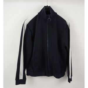 J.‎ Lindeberg Full Zip Track Jacket Men's XL Navy Blue & White Striped Stretch